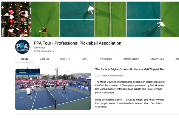 the Professional Pickleball Association YouTube channel 