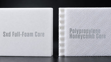 Cross-section comparison of HUDEF SXD full-foam core and polypropylene honeycomb core