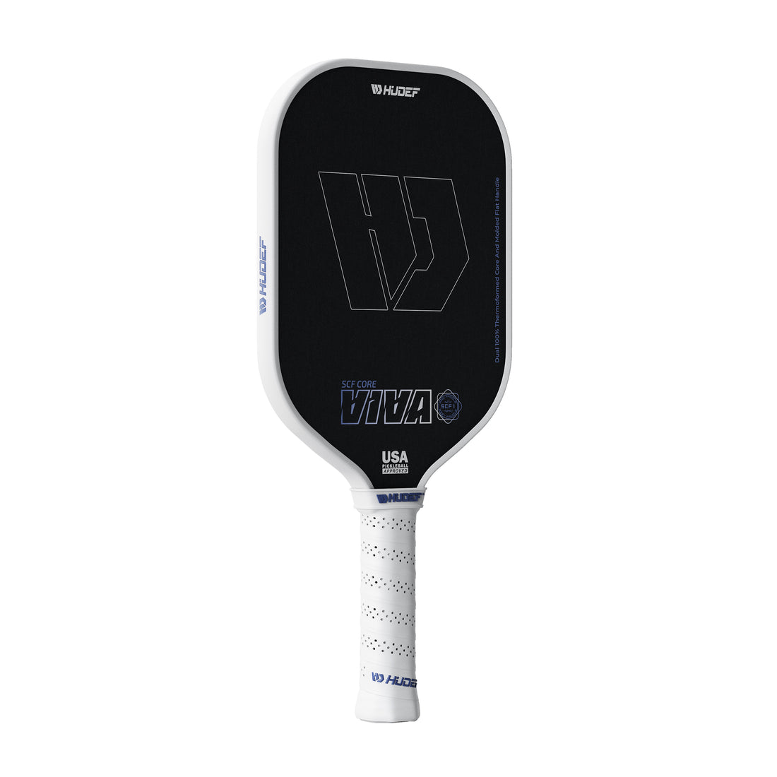 Hudef Viva SCF1 Elongated Pickleball Paddle – White 16mm (USAP Approved)