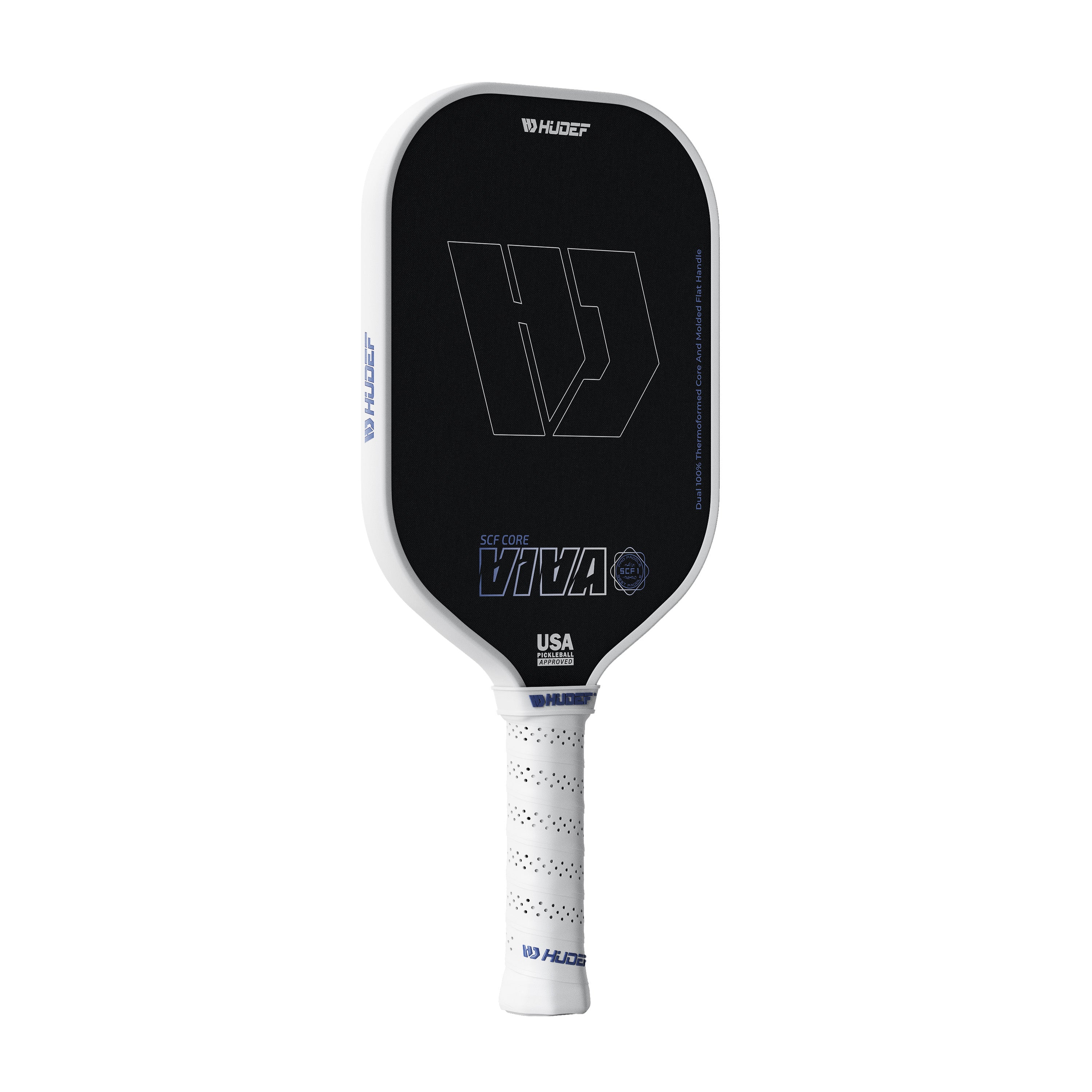 Hudef Viva SCF1 Elongated Pickleball Paddle – White 16mm (USAP Approved)