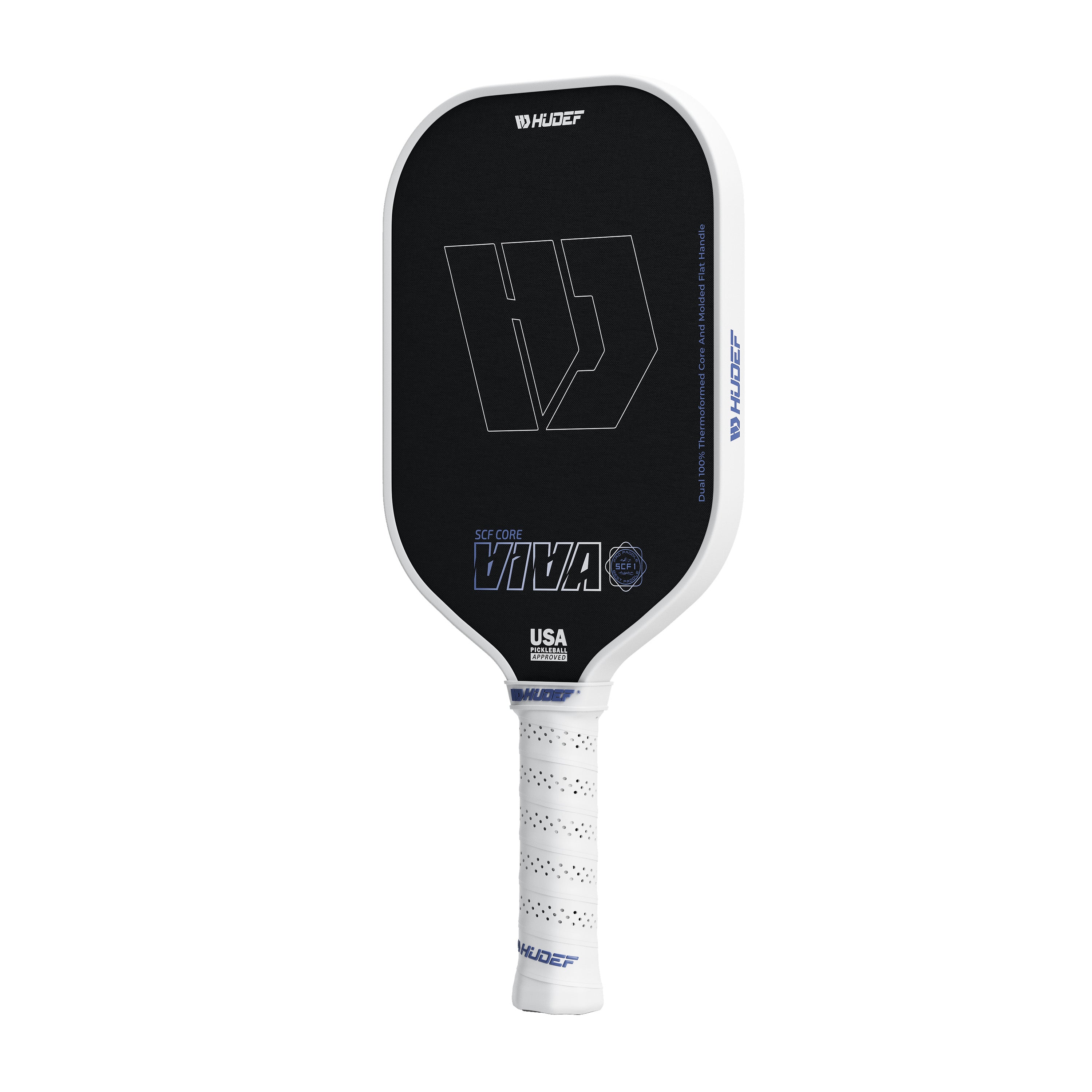 Hudef Viva SCF1 Elongated Pickleball Paddle – White 16mm (USAP Approved)