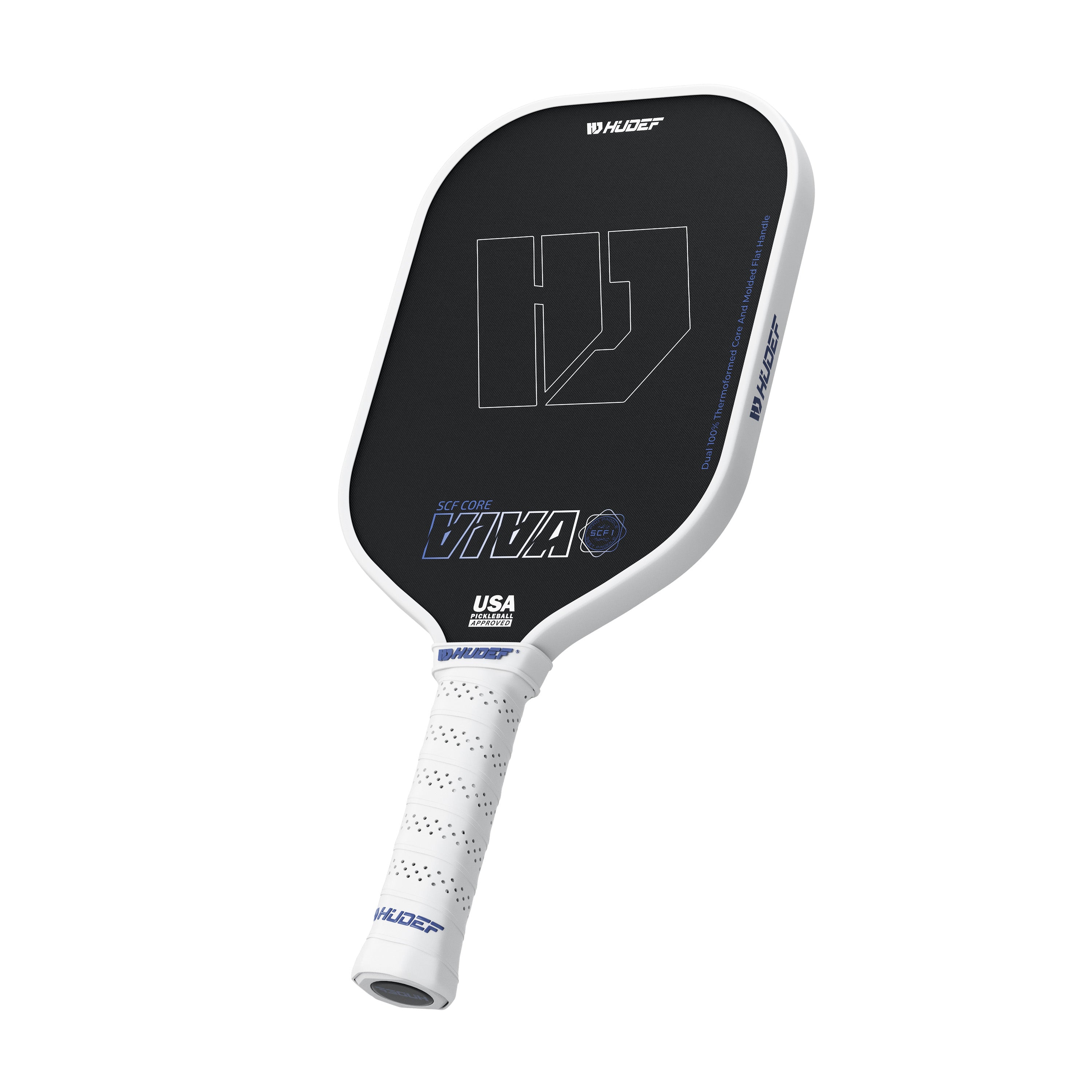 Hudef Viva SCF1 Elongated Pickleball Paddle – White 16mm (USAP Approved)