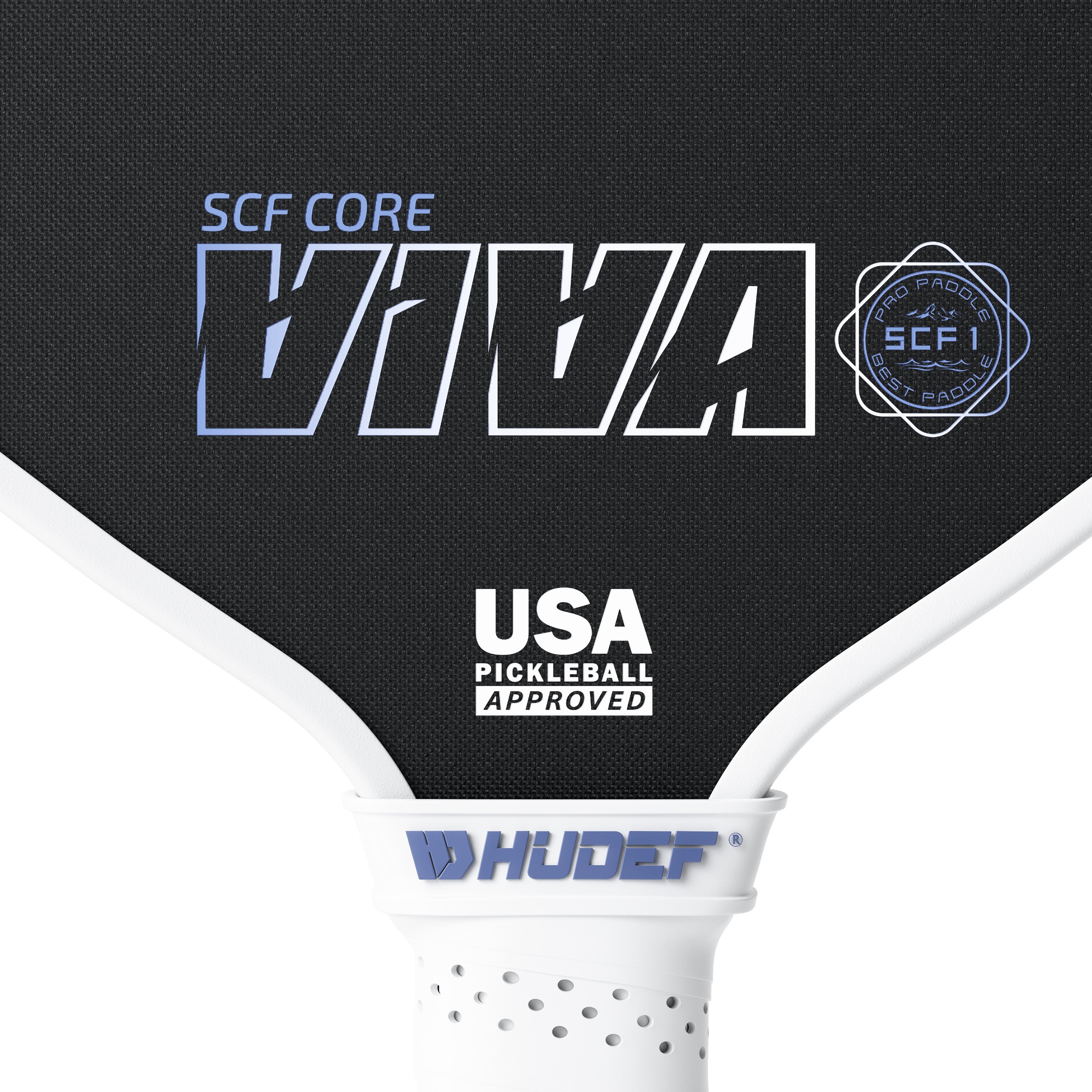 Hudef Viva SCF1 Elongated Pickleball Paddle – White 16mm (USAP Approved)