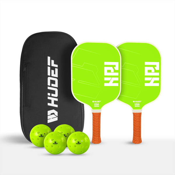 HUDEF HPJ Pickleball Paddles & USA Pickleball (USAPA) Approved Outdoor Balls Set