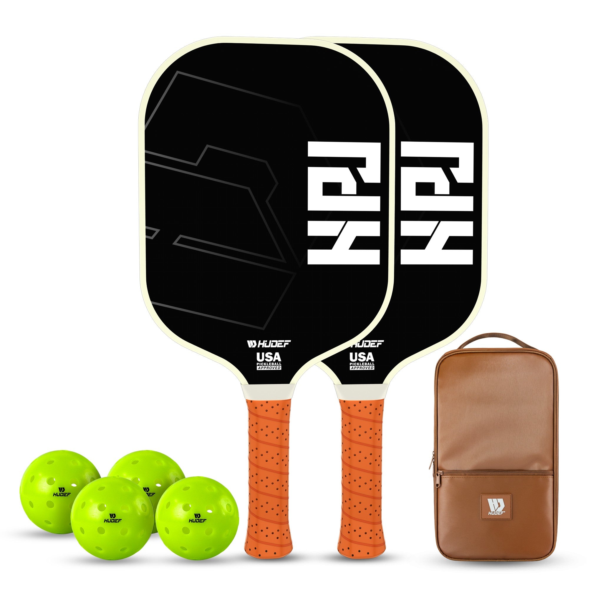 HUDEF HPJ Pickleball Paddles & USA Pickleball (USAPA) Approved Outdoor Balls Set
