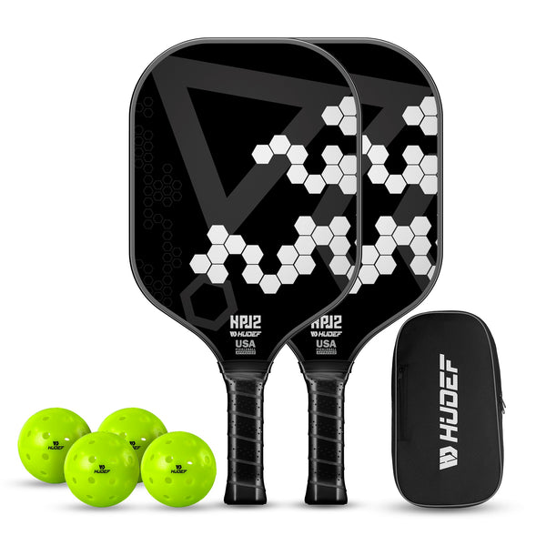 HUDEF HPJ2 USA Pickleball (USAPA) Approved  Pickleball Paddles Set Black and White
