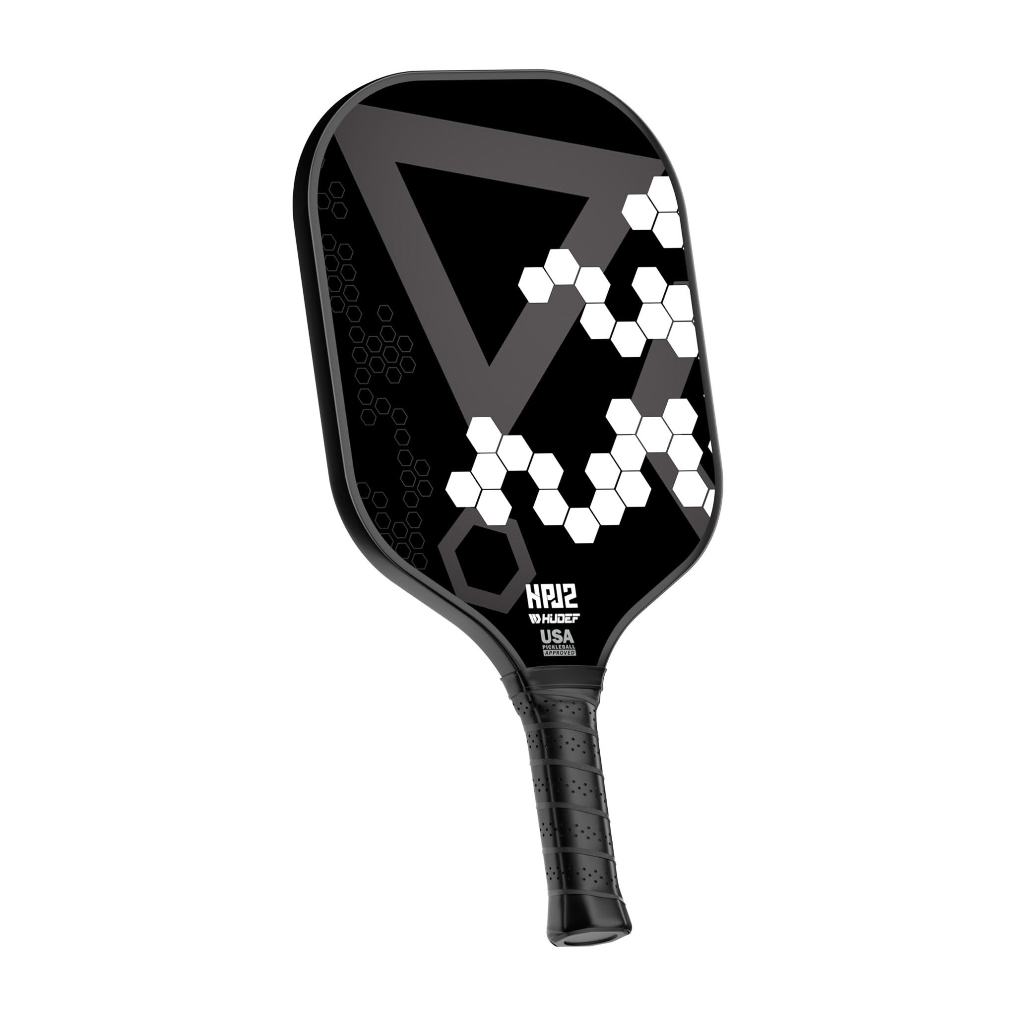 HUDEF HPJ2 USA Pickleball (USAPA) Approved  Pickleball Paddles Set Black and White