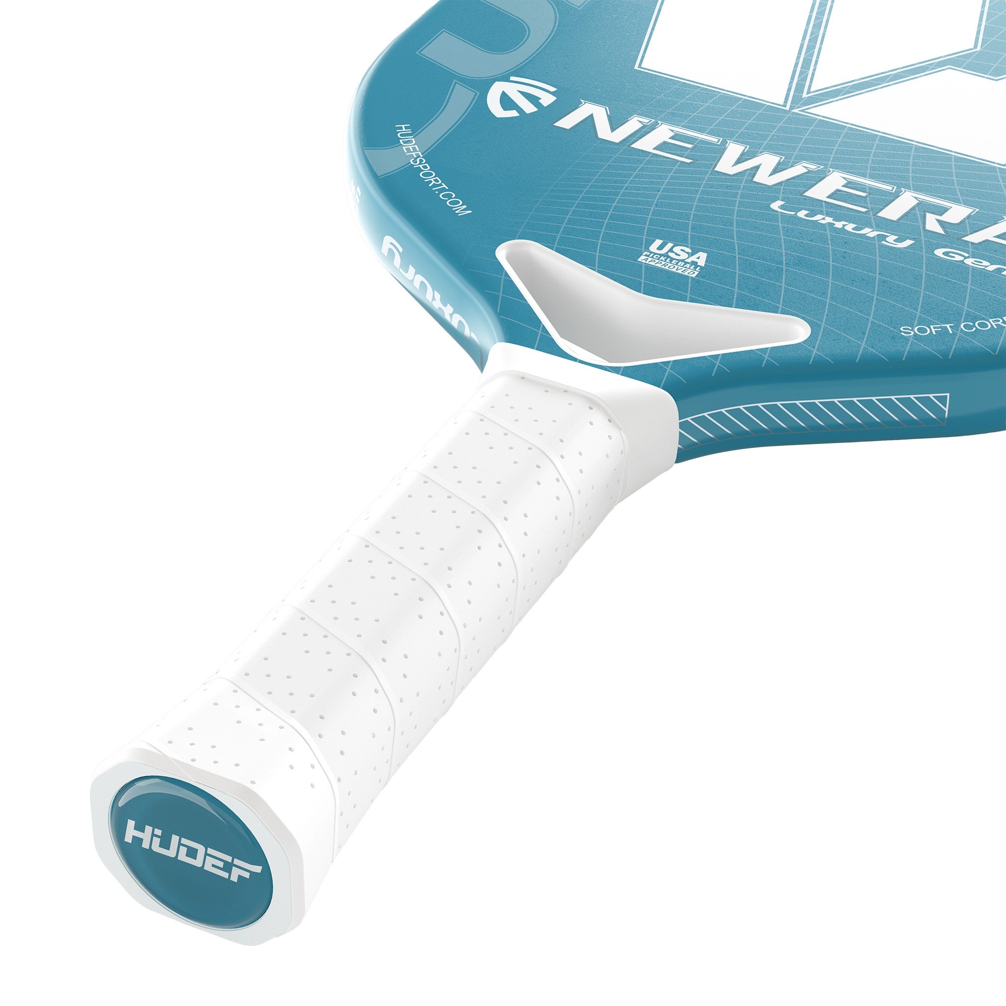 Hudef Luxury™ Gen 1 Elongated Pickleball Paddle – Cyan (Grit)