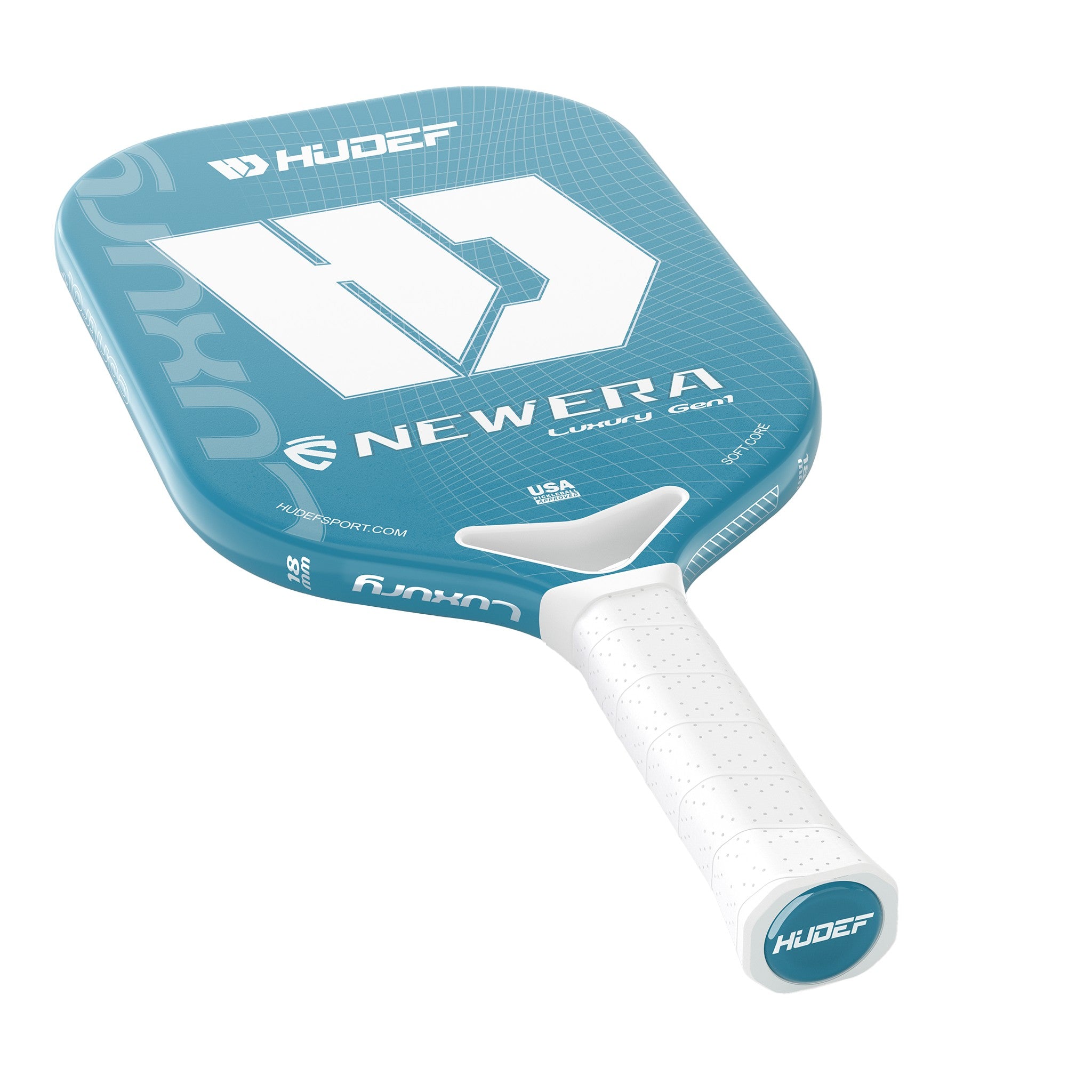 Hudef Luxury™ Gen 1 Elongated Pickleball Paddle – Cyan (Grit)