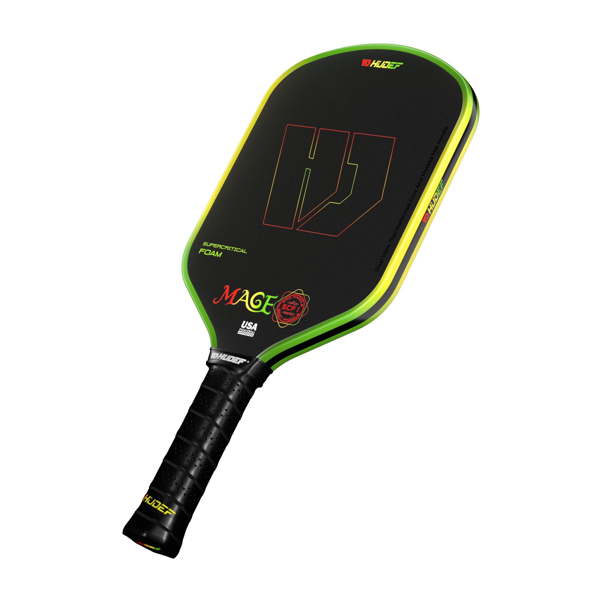 Hudef Mage SCF1 Hybrid Pickleball Paddle – Green 16mm