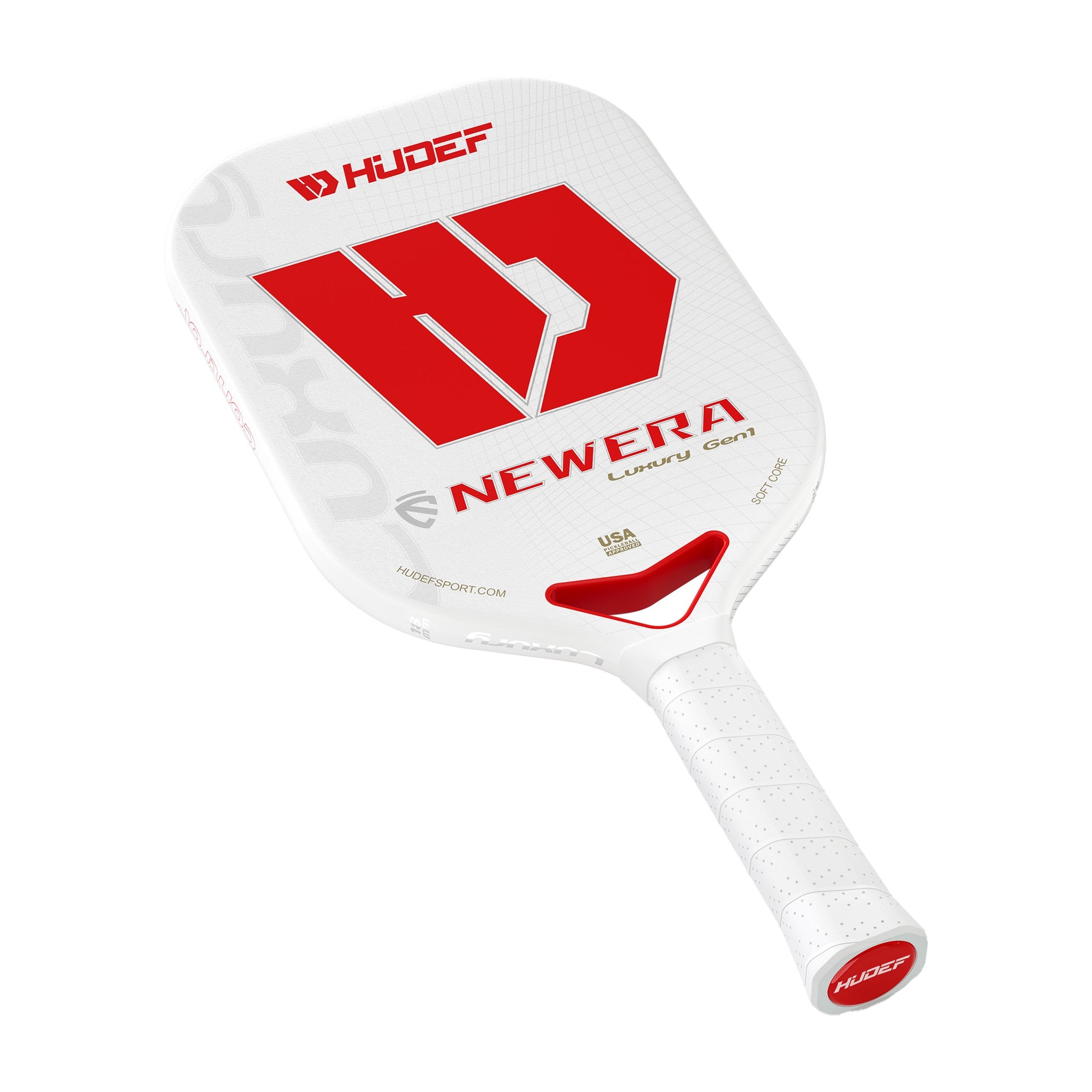 Hudef Luxury™ Gen 1 Elongated Pickleball Paddle – White (Grit)