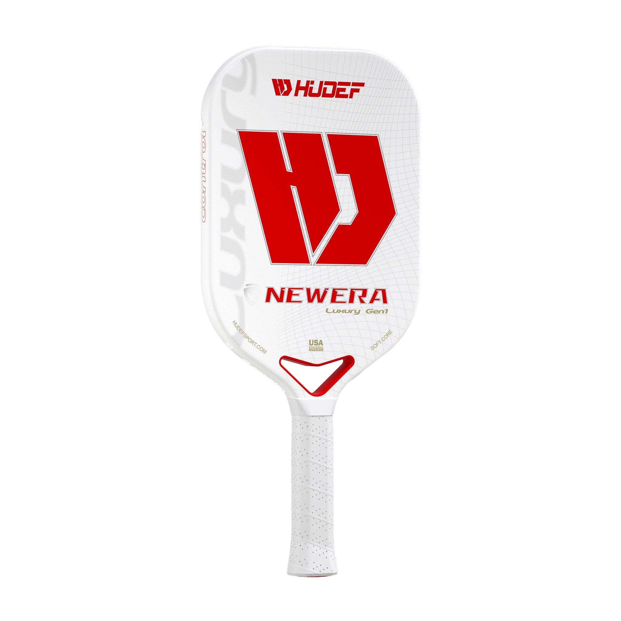 Hudef Luxury™ Gen 1 Elongated Pickleball Paddle – White (Grit)