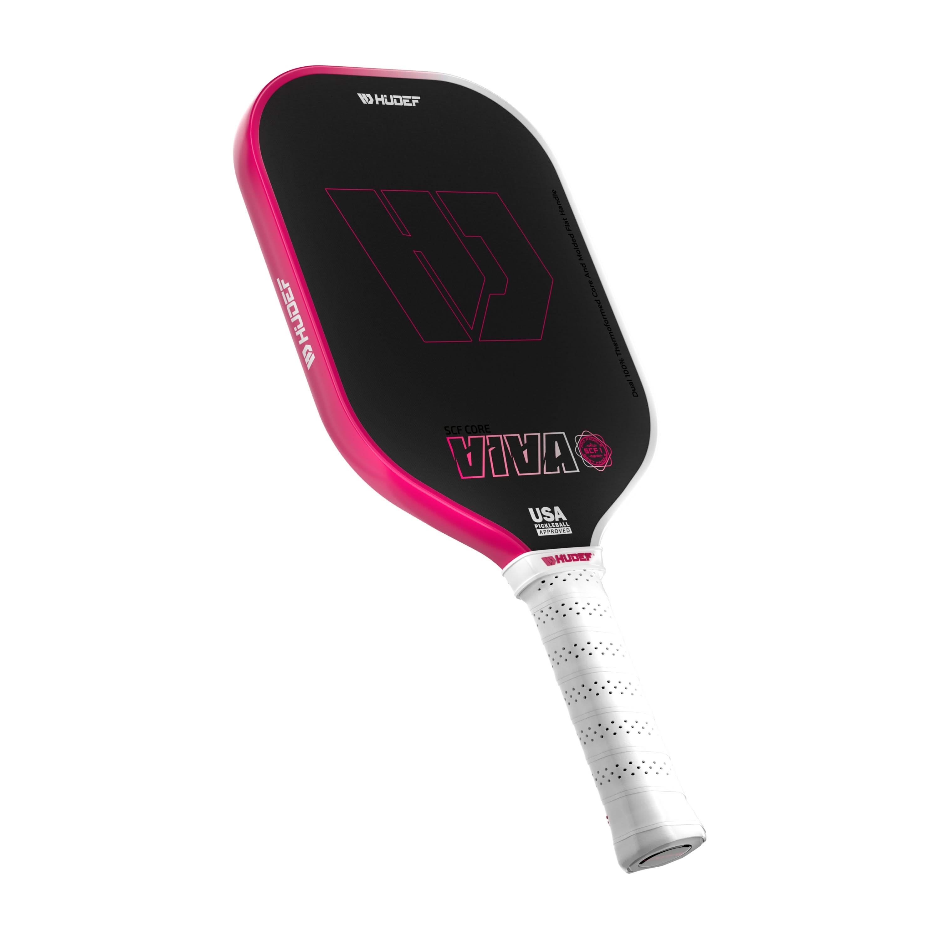 Hudef Viva SCF1 Elongated Pickleball Paddle – Pink 16mm (USAP Approved)