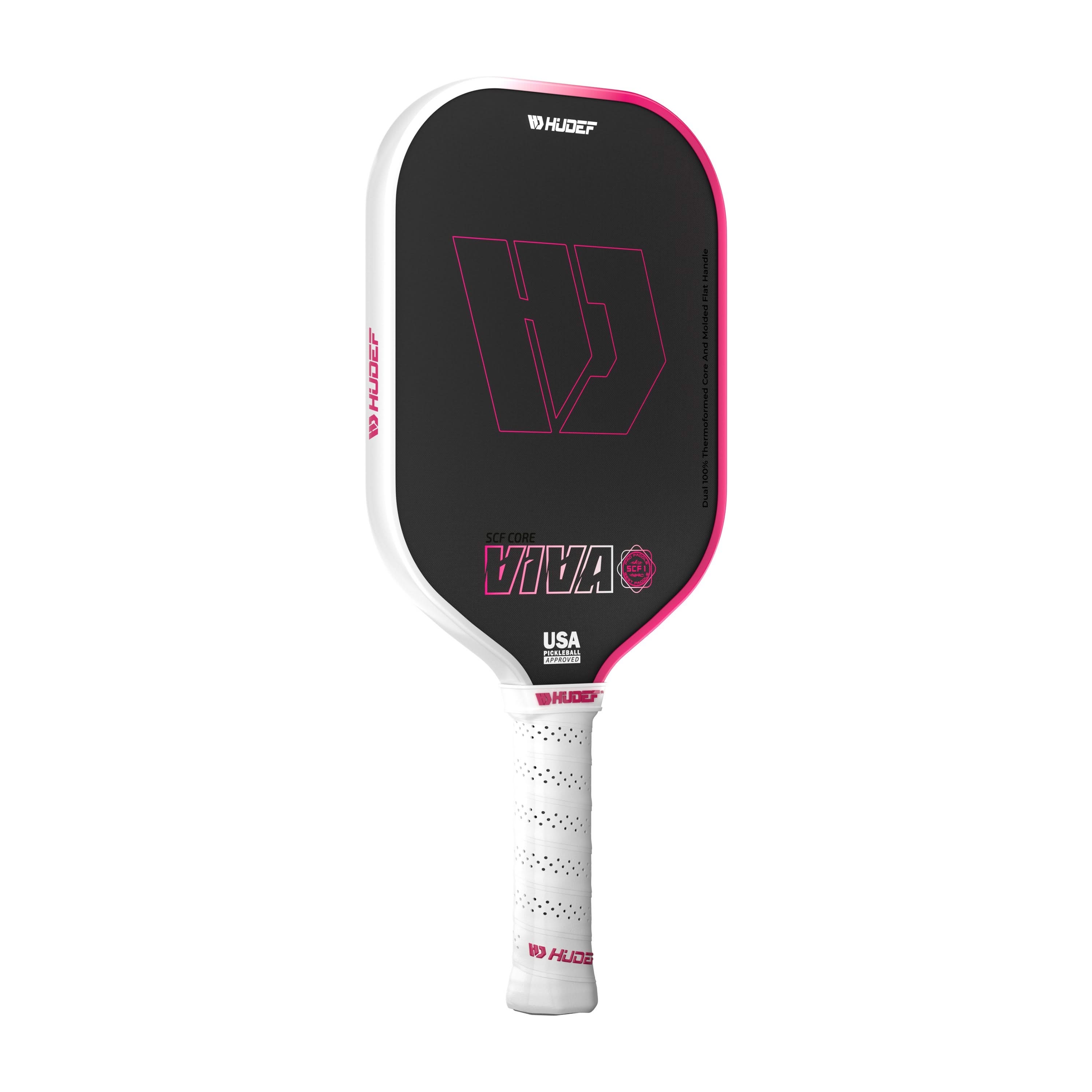 Hudef Viva SCF1 Elongated Pickleball Paddle – Pink 16mm (USAP Approved)