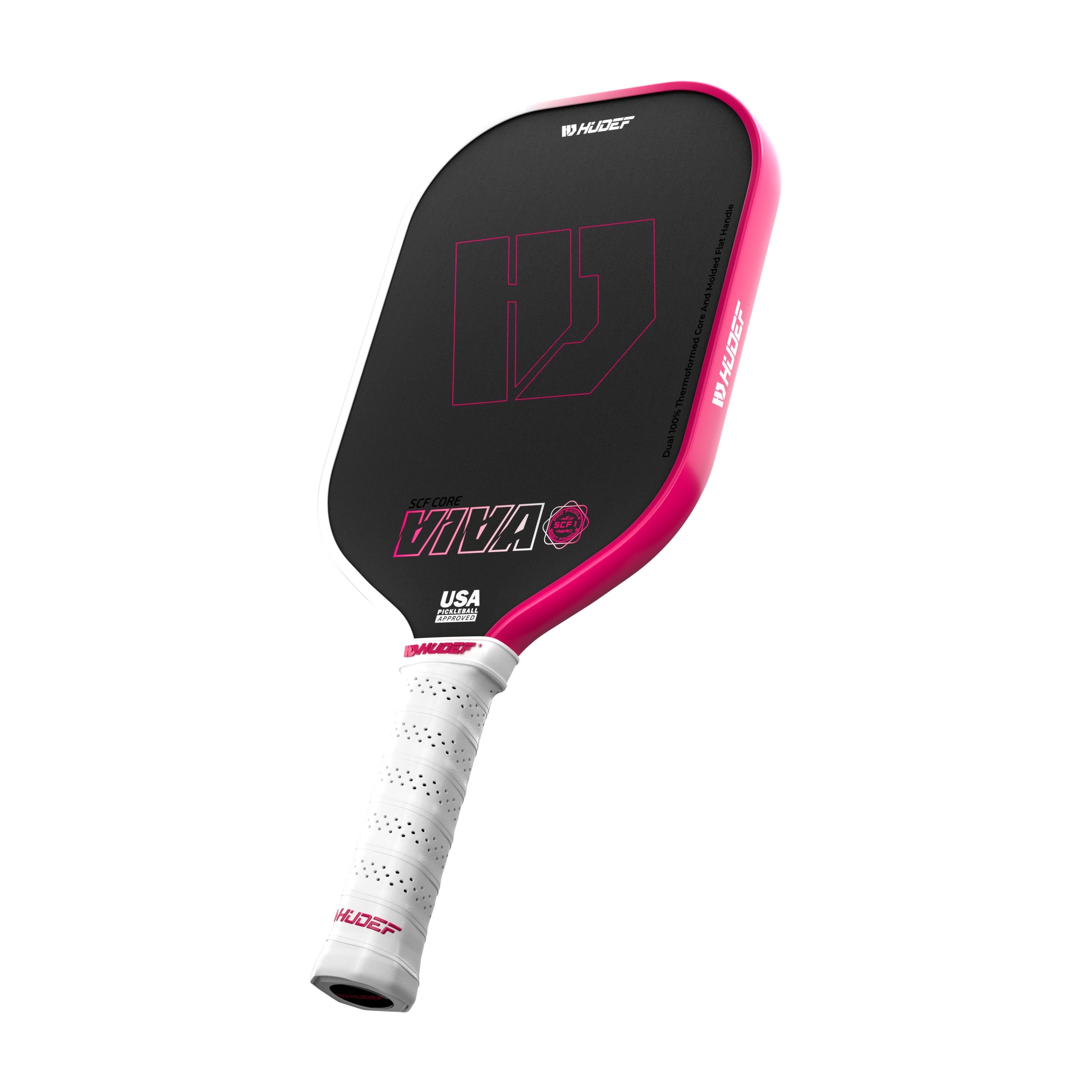 Hudef Viva SCF1 Elongated Pickleball Paddle – Pink 16mm (USAP Approved)